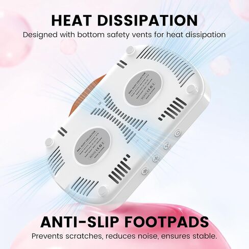 AURELLE Cordless Nail Dust Collector, Powerful 1700PA Dual Turbo Fans Dust Extractor, 3 Suction Modes & Reusable Filter, 4000mAh Rechargeable Nail Vacuum Fan for Nail Tech, Salon & Home Use, White in Kuwait