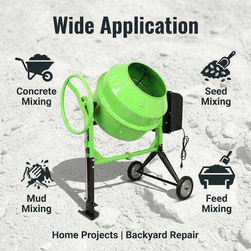 Electric Concrete Mixer 5.7 Cu Ft 160L Power Cement Mixer 650W Wheelbarrow Mixing Machine with Stand And Wheels for Stucco, Mortar, Seed in Kuwait
