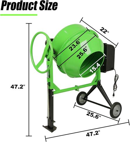 Electric Concrete Mixer 5.7 Cu Ft 160L Power Cement Mixer 650W Wheelbarrow Mixing Machine with Stand And Wheels for Stucco, Mortar, Seed in Kuwait
