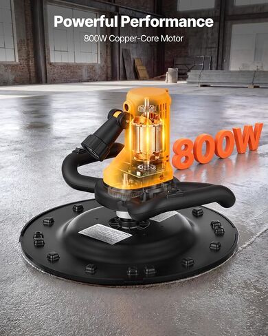 VEVOR Electric Power Trowel, 800W Concrete Finishing Machine Corded with Mixing Rod, 6-Speed Adjustable 120–200 RPM, Steel & Plastic Trowel Discs, Extension Handle, Floor Smoothing Cement Finisher in Kuwait