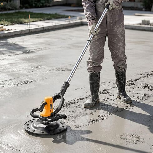 VEVOR Electric Power Trowel, 800W Concrete Finishing Machine Corded with Mixing Rod, 6-Speed Adjustable 120–200 RPM, Steel & Plastic Trowel Discs, Extension Handle, Floor Smoothing Cement Finisher in Kuwait