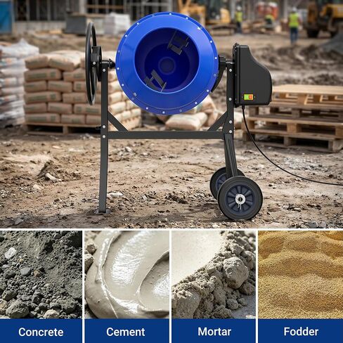 WORKPRO 4.6 Cu.Ft. Electric Cement Mixer, 600W 0.8HP Portable Concrete Mixer with Wheels & Stand Steel for Stucco, Mortar & Seeds in Kuwait