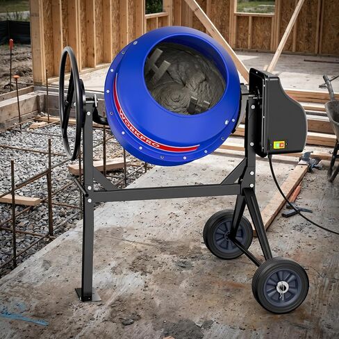 WORKPRO 4.6 Cu.Ft. Electric Cement Mixer, 600W 0.8HP Portable Concrete Mixer with Wheels & Stand Steel for Stucco, Mortar & Seeds in Kuwait