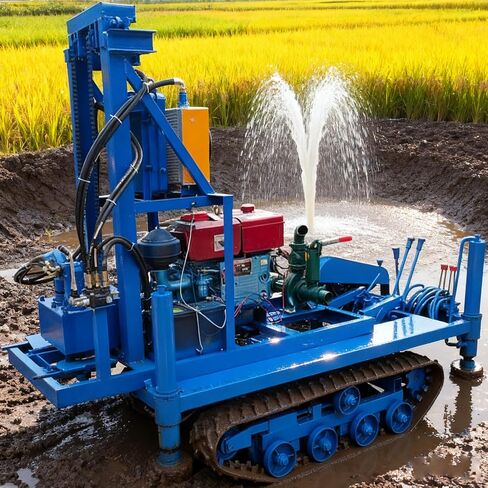 Crawler Mini Water Well Drill Hydraulic Borehole Drilling Rig 120m | Portable Deep Well Drilling Rig, Hydraulic Compact Water Well Drilling Machine Practical Borehole Drill with Auxiliary Pump in Kuwait