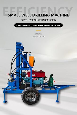 Wheel Type Water Well Drilling Rig Portable Hydraulic Borehole Drill 120m | Portable Borehole Drill for Farms and Homes, Fast Hole Forming, Large Torque Hydraulic Power, Easy To Move in Kuwait