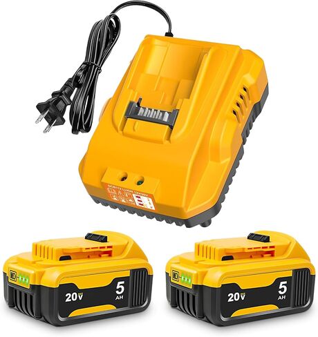 20V Max Battery Replacement 2-Pack Upgraded 5.0Ah for Dewalt Battery - High Capacity with DCB112 Battery Charger Station for DCB200 DCB120 in Kuwait