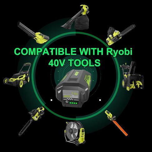 2-Pack 7500mAh Ultra High Capacity OP40602 Replacement for Ryobi 40 Volt Battery Lithium Compatible with Ryobi 40V Battery OP4075A OP40401 OP4026 OP40261 OP4050 OP40601 OP4030 Cordless Tools (Green) in Saudi Arabia