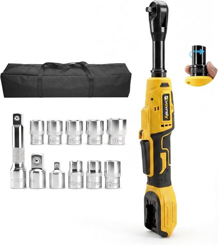 3/8" Electric Ratchet Wrench for DEWALT 20V Battery, 88Ft-Lbs | 6-inch Extended, 300RPM, Variable Speed, 8 Sockets,1/2" & 1/4" Adapters, 3" Extension Bar (Tool Only), for Engine Repair in Kuwait