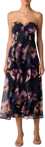 Lulus Olympia Ruffle Printed Women's Cocktail Midi Dress in Kuwait