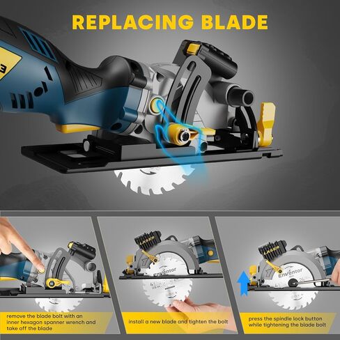 Enventor Mini Circular Saw, 5.8A 4-1/2" Electric Circular Saws with 6 Saw Blades, Laser Guide, 3,500RPM Max Cutting Depth 1-11/16"(90°), 1-1/8"(45°) for Soft Metal, Wood, Tile Cutting in Kuwait