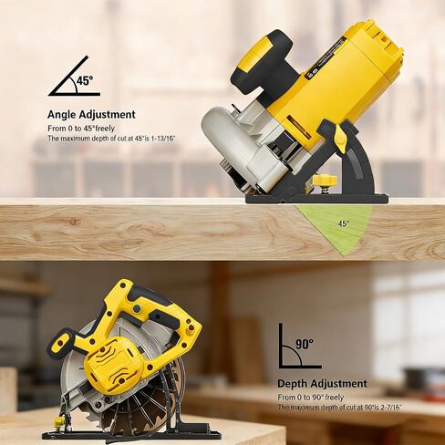Cordless Circular Saw 7-1/4-Inch Compatible with DeWalt 20V Battery,Brushless Electric Circular Saw with Laser Guide, 2 Blades for Wood, Plastic, Soft Metal (Battery Not Included) in Kuwait