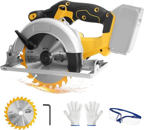 Cordless Circular Saw for Dewalt 20V Battery, Brushless Saws 6-1/2" Blade, 0-45° Cutting Bevel, Cutting Depth 2.24''(90°), 1.61''(45°), Power Wood Saw for Plastic, Wood(Only tools) in Kuwait