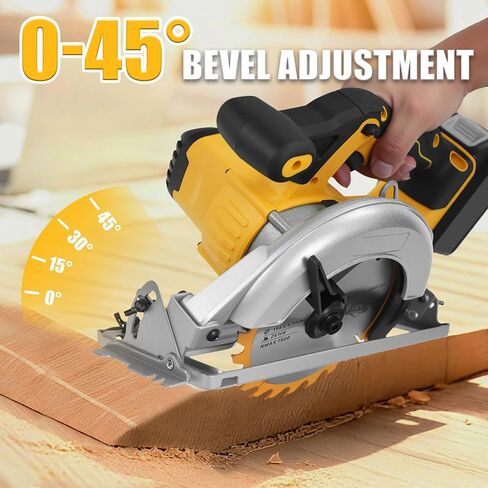 Cordless Circular Saw for Dewalt 20V Battery, Brushless Saws 6-1/2" Blade, 0-45° Cutting Bevel, Cutting Depth 2.24''(90°), 1.61''(45°), Power Wood Saw for Plastic, Wood(Only tools) in Kuwait