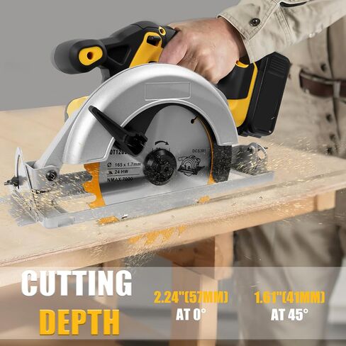 Cordless Circular Saw for Dewalt 20V Battery, Brushless Saws 6-1/2" Blade, 0-45° Cutting Bevel, Cutting Depth 2.24''(90°), 1.61''(45°), Power Wood Saw for Plastic, Wood(Only tools) in Kuwait