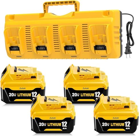 4Pack 12.0Ah DCB206 Replacement for Dewalt 20V Max Battery(12.0Ah-4Pcs) | Compatible with Dewalt 20V Tools,Impact Driver,Hammer Drill,Sawzall,Vacuum in Kuwait