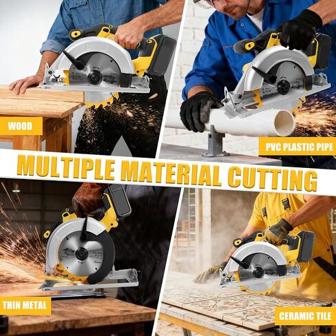 Cordless Circular Saw for Dewalt 20V Battery, Brushless Saws 6-1/2" Blade, 0-45° Cutting Bevel, Cutting Depth 2.24''(90°), 1.61''(45°), Power Wood Saw for Plastic, Wood(Only tools) in Kuwait