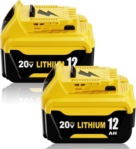 2 Pack Upgrade 12000mAh Lithium-ion Battery Replacement for Dewalt 20V 12.0A Max Battery DCB200 DCB201 DCB203 DCB204 DCB206 DCB207 DCB181 DCB180 Compatible with Dewalt 20 Volt Series Tools(Yellow) in Kuwait