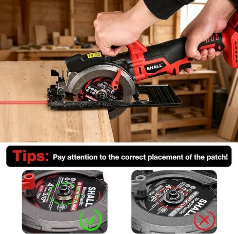 SHALL 20V Cordless Mini Circular Saw, 4-1/2’’ 4000RPM Power Circular Saw with 4.0Ah Battery, Laser Guide, 3 Saw Blades Max Cutting Depth 1-11/16" (90°), 1-1/8" (45°) for Wood, Tile, Plastic in Kuwait