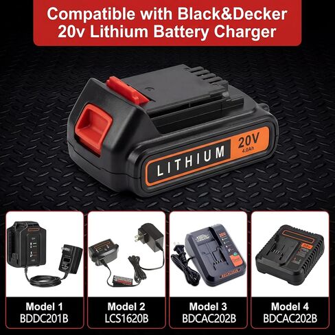 2 Pack 20V 4.0Ah Replacement Battery Compatible with Black and Decker 20V Cordless Power Tools in Kuwait