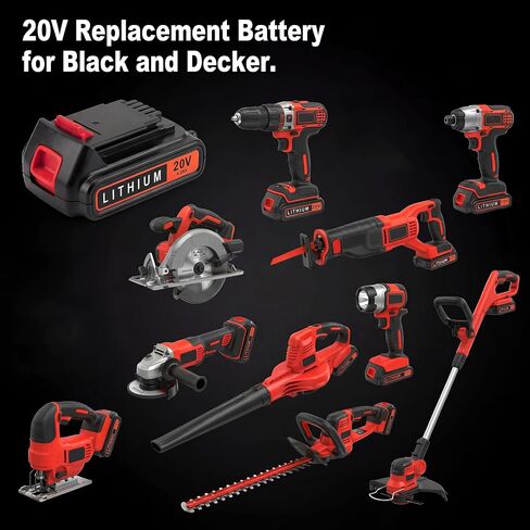 2 Pack 20V 4.0Ah Replacement Battery Compatible with Black and Decker 20V Cordless Power Tools in Kuwait