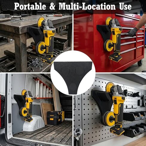 Magnetic Angle Grinder Holder & Disc Storage,No-Drill Grinder Stand with 3 Rubber Coated Magnets, Portable Tool Holder for Garage, Truck Bed, Toolwall, Fits Most Grinders up to 40mm Guard Width in Kuwait