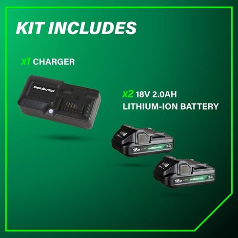 Metabo HPT 2-Pack 18V Batteries + Charger Kit, UC18YKSLQBYM in Kuwait