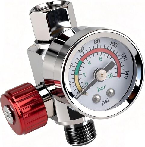 G1/4 Paint Spray Gun Air Pressure Regulator Kit with Gauge | 0-140 PSI Adjustable Flow Control Valve for Pneumatic Tools, Spray Painting, Tire Inflation, Includes Quick-Connect Adapter in Kuwait