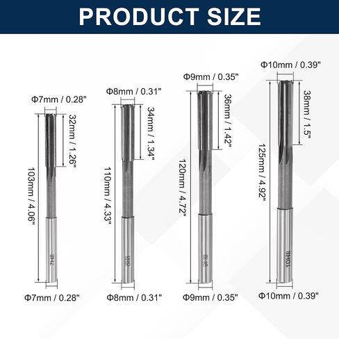 9pcs HSS Chucking Reamer Set, 2-10mm Straight Flute Lathe Reamer, H8 Tolerance Milling Finishing Tool in Kuwait