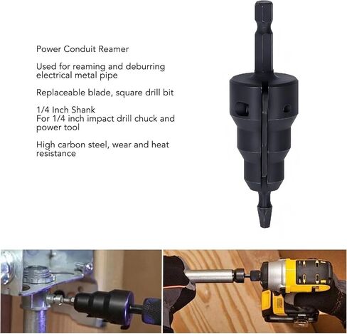 Power Conduit Reamer with Improved Bit Retention, Power Conduit Reamer 1/4 Inch Shank High Carbon Steel Tool - Electrical Metallic Tubing Reamer with L Wrench for Drill Chuck, Replaceable Blade in Kuwait