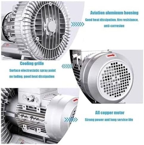 Multi-Use Regenerative Ring Pump High Pressure Vortex Blower Industrial High-Pressure Equipment，Regenerative Blower Sewage Aeration 110v 50Hz Vortex Blower Vacuum Pressure Blowers, Single Ph in Kuwait