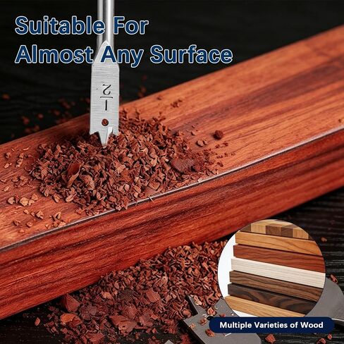 13-Piece Spade Drill Bit Sets, Alloy Steel Paddle Flat Bit with Shank, Flat Wood Hole Cutter Fit for Woodworking, Assorted Bits with Nylon Storage Pouch, 1/4" to 1-1/2" in Kuwait