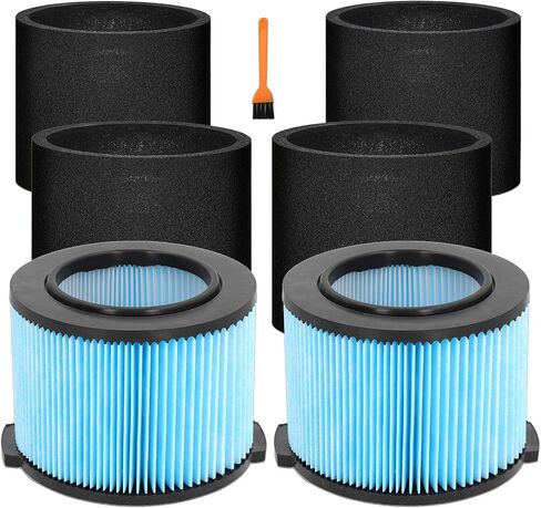2 Pack VF4000 Filter Replacement for Ridgid Shop Vac Filters 5-20 Gallon, fits Husky 6-9 Gallon Vacuums, Complete with 4 Pack Foam Sleeve in Kuwait