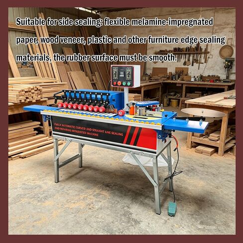 Edge Bander Automatic Curved & Straight Edge Banding Machine Double-Sided Gluing Polishing for Furniture Factories Woodworking Shops Edge Speed 0-6 m/min Dust Extraction in Kuwait