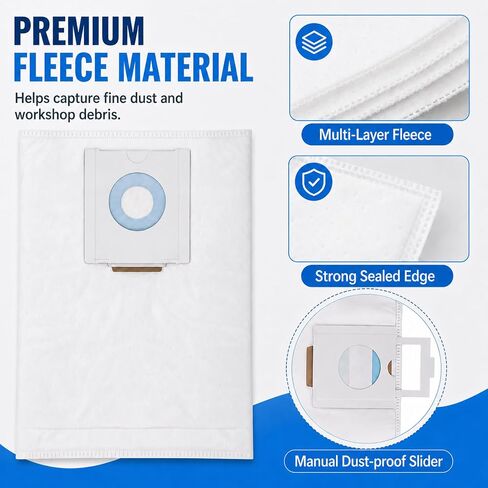 10 Pack 496186 Vacuum Bags Compatible with Festool CT36 Series Extractor | Fits CT 36, CTL 36 E, CTL 36 E AC, CTM 36 E and CTM 36 E AC models Vacuum Cleaner Filter Bag Replacement Parts in Kuwait