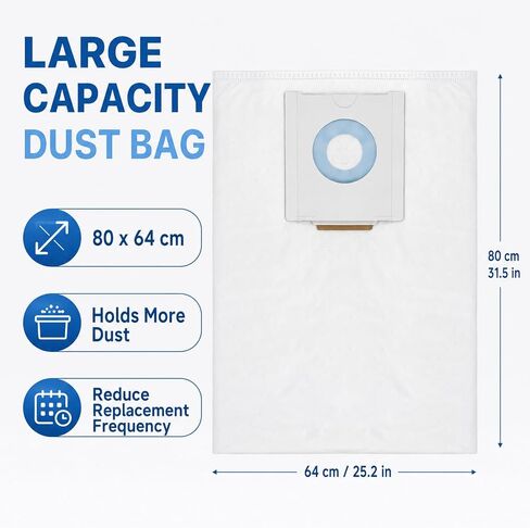 10 Pack 496186 Vacuum Bags Compatible with Festool CT36 Series Extractor | Fits CT 36, CTL 36 E, CTL 36 E AC, CTM 36 E and CTM 36 E AC models Vacuum Cleaner Filter Bag Replacement Parts in Kuwait
