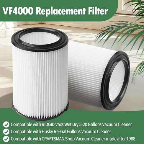 IYOUYA 2-Pack VF4000 Standard Wet/dry Vac Filter Replacement with 1 Black Brush Compatible with Ridgid 72947 Wet Dry Vacs 5-20 Gallon and Husky 6-9 Gallon Wet/Dry Vacuums Cleaner in Kuwait