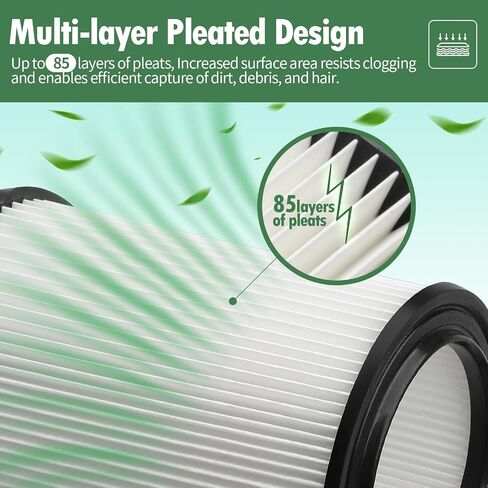 IYOUYA 2-Pack VF4000 Standard Wet/dry Vac Filter Replacement with 1 Black Brush Compatible with Ridgid 72947 Wet Dry Vacs 5-20 Gallon and Husky 6-9 Gallon Wet/Dry Vacuums Cleaner in Kuwait