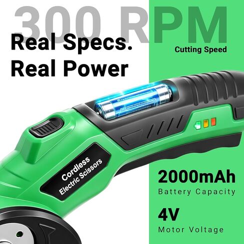 4V Cordless Electric Scissors, Rechargeable Box Cutter with 2000mAh Battery, 2 Blades, Safety Lock and LED Light, Perfect for Cardboard, Leather, Fabric and Plastic in Saudi Arabia