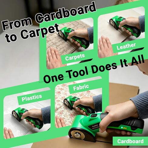 4V Cordless Electric Scissors, Rechargeable Box Cutter with 2000mAh Battery, 2 Blades, Safety Lock and LED Light, Perfect for Cardboard, Leather, Fabric and Plastic in Saudi Arabia
