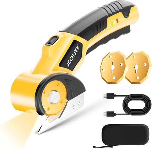 Cordless Electric Scissors, Cardboard Cutter with LED Light, 4V Rechargeable Electric Box Cutter, 2 SKS7 Blade, Suitable for Cloth, Cardboard, Leather, Plastic, Fabric (Green) in Kuwait