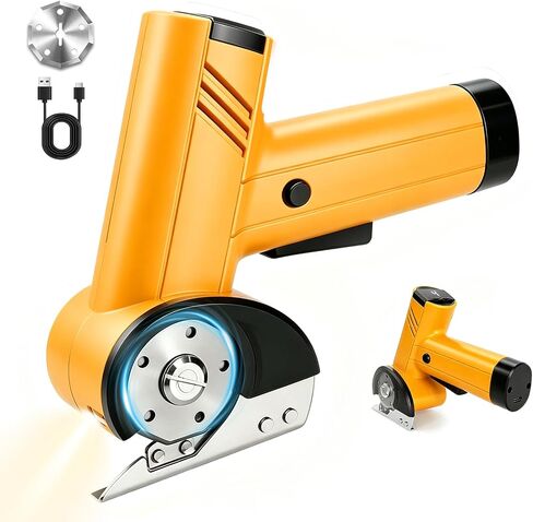Cordless Electric Scissors 4.2V Rechargeable Cardboard Cutter Electric Box Cutter with Safety Lock LED Lamp with Replacement Blade Electric Rotary Cutter for Fabric Carton Packaging Leather Plastic in Kuwait