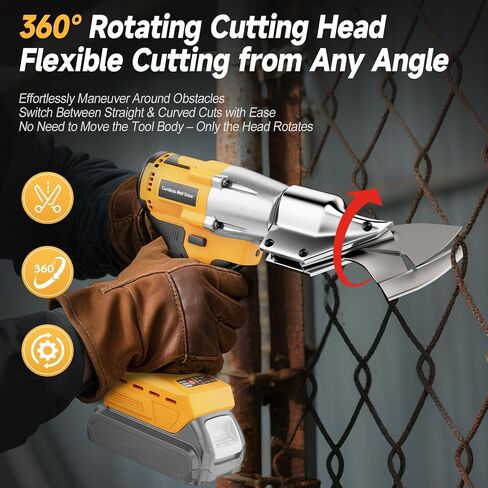 Cordless Metal Shears Compatible with DeWalt 20V Max Batteries, Brushless Motor 400Nm Torque, 14GA Steel Cutter, 360° Rotating Head, LED Light, Multi-Material Cutting (Tool Only, No Battery) in Kuwait