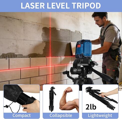 Laser Level Tripod Compatible with Bosch, 18" Adjustable Laser Tripod Stand with 1/4"-20 Thread Mount, Lightweight Tripod with Non-Skid Feet, Collapsible Legs, Carrying Pouch Included in Kuwait