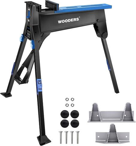 JawHorse, Heavy-Duty Portable Clamping Workstation, 2200Lbs Force, 660Lbs Load, 37" Range Vise, Hands-Free Foot Pedal, 32Lbs Folding Workbench with Metal Jaws for Woodworking & Welding in Kuwait