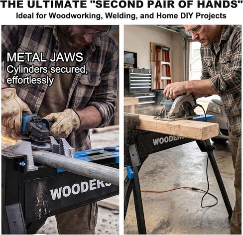 JawHorse, Heavy-Duty Portable Clamping Workstation, 2200Lbs Force, 660Lbs Load, 37" Range Vise, Hands-Free Foot Pedal, 32Lbs Folding Workbench with Metal Jaws for Woodworking & Welding in Kuwait