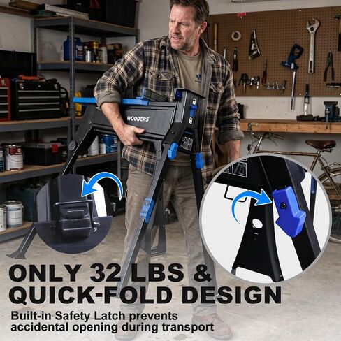 JawHorse, Heavy-Duty Portable Clamping Workstation, 2200Lbs Force, 660Lbs Load, 37" Range Vise, Hands-Free Foot Pedal, 32Lbs Folding Workbench with Metal Jaws for Woodworking & Welding in Kuwait