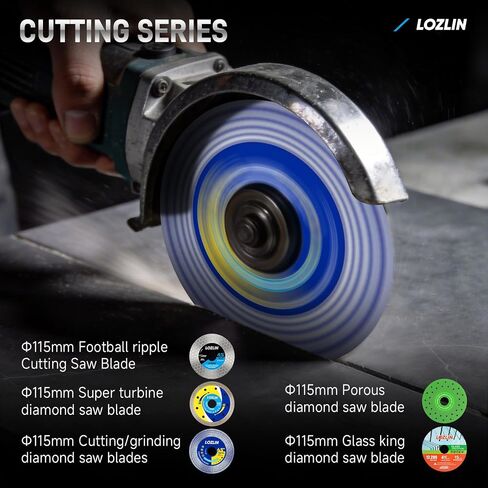 LOZLIN 17PCS Wet Dry Diamond Hole Saw Kit, Brazed Tile Drill & 4.5" Turbo Blades for Porcelain Marble Concrete, Fit Angle Grinder Drill, Aluminum Storage Case in Kuwait