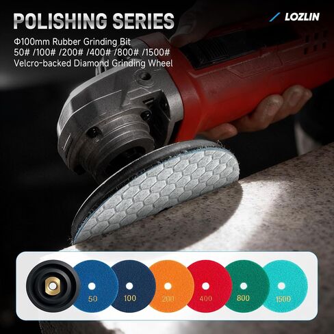 LOZLIN 17PCS Wet Dry Diamond Hole Saw Kit, Brazed Tile Drill & 4.5" Turbo Blades for Porcelain Marble Concrete, Fit Angle Grinder Drill, Aluminum Storage Case in Kuwait