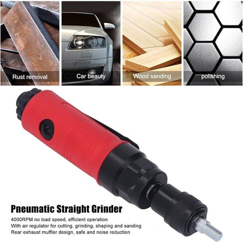 Oumefar Pneumatic Industrial Grade Air Die Grinder 4000RPM Straight Portable Grinder for Cutting Grinding Shaping Sanding Zinc Alloy 1/4in Intake 3/8in Pipe for Operator Use in Kuwait