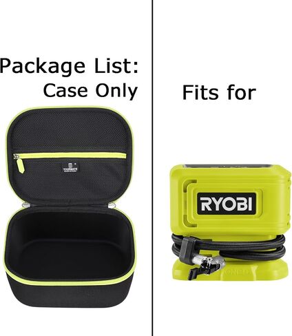 Tourmate Hard Storage Case for Ryobi RPI18-0 High Pressure Compressor Battery - Travel Case for Ryobi 18V ONE+ HIGH Pressure Digital INFLATOR, PCL001B(Box for Sale) (Black & Green) in Kuwait